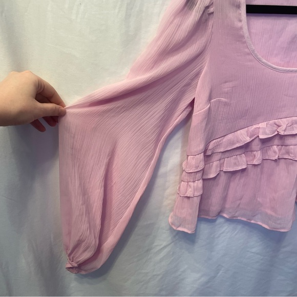 Abercrombie & Fitch NWT Womens Small Feminine Peasant Top Chiffon Sheer Ruffle - Picture 6 of 16